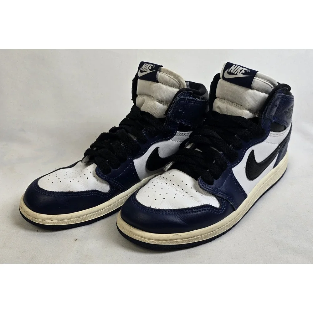 Jordan 1 Retro High Kids Shoe Midnight Navy/Black-White-Sail US Size 2.5Y